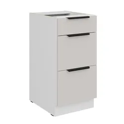 Küchen Unterschrank 40 cm COMO Kaschmir Vollauszug Soft-Close Küche Küchenzeile