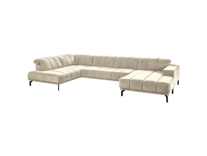 Beldomo Style Wohnlandschaft, Creme, Natur, Metall, 5-Sitzer, U-Form, 383x219 cm, Goldenes M, Typenauswahl, Fußauswahl, Stoffauswahl, seitenverkehrt erhältlich, Hocker erhältlich, Wohnzimmer, Sofas & Couches, Wohnlandschaften, Wohnlandschaft U-Form