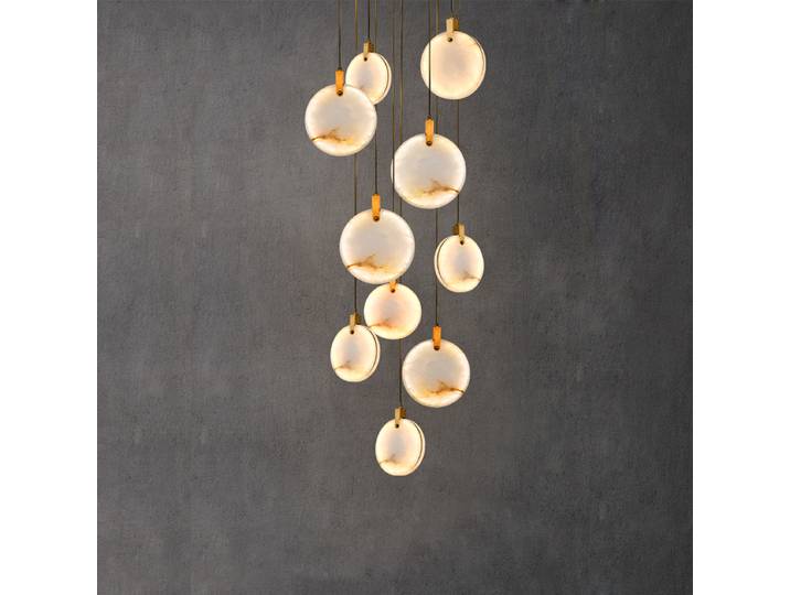 Nouveau Lustre LED Chinois en Marbre Doré pour Décoration Intérieure, Design Tendance 2026, Lampes Suspendues pour Salon