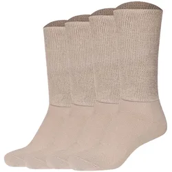 Camano Unisex Socken, 4er Pack - Diabetic Socks, Diabetiker-Socken, einfarbig Sand / 35-38