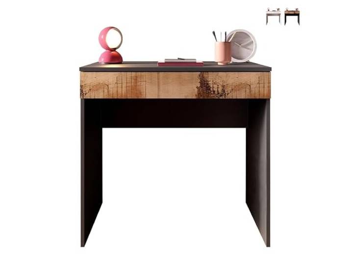 Platzsparender Schreibtisch 78 x 50 x 76 cm Büro Kinderzimmer mit Kirk Schublade - Schwarz