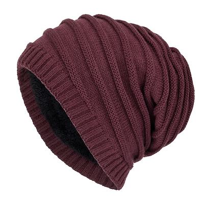 Herren Beanie Mütze Wintermützen Cap Flügelärmel Bündchen stricken Schwarz Wein Acrylfasern Strick Vlies Modisch Traditionell-Klassisch Outdoorbekleidung Casual Glatt Warm