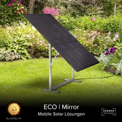 BLACKGLAS Sichtschutz SolarScreen ECOmirror Hochformat 445Wp Solarmodul, 7-stufig verstellbar, Balkonkraftwerk