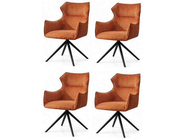 JVmoebel Sitzgruppe Nobler Design Esszimmerstühle 4er Set Orange Textil Lounge-Stuhl Edel, (4-tlg., 4-tlg)