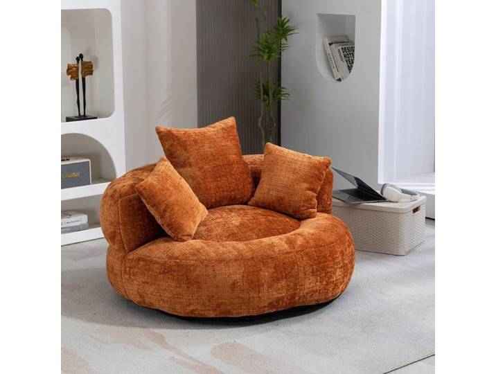 Fauteuil lounge Maisentiel 108x108x52 cm chenille orange