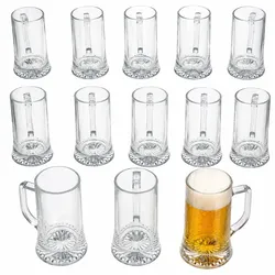 12x Akki Bierkrug 0,4L mit Sternboden & Henkel Bierhumpen 400ml Seidel Glas
