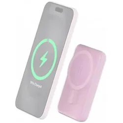 Bigben Powerbank Induktionsladegerät, MagSafe Kompatibel Rosa (5000 mAh, 10 W), Powerbank, Rosa
