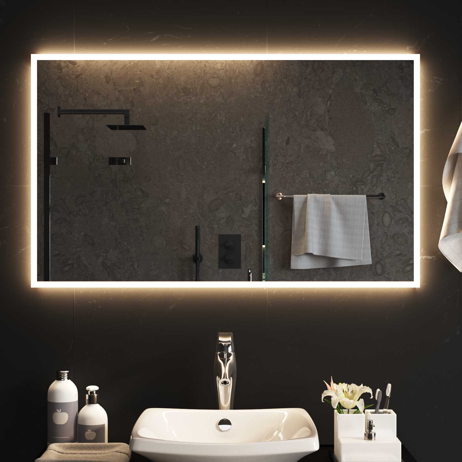 vidaXL Miroir de salle de bain LED avec miroir Transparent 100 x 60 cm