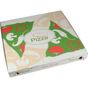 Papstar Pizzakarton pure 84696, 50 x 50 cm, mit Motiv, Cellulose, 50 Stück