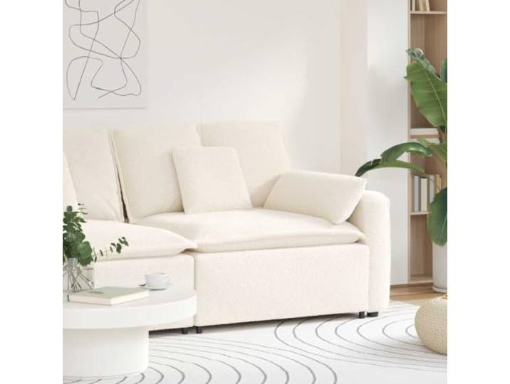 LPERTGFHU Modulares Sofa Endmodul, Lammwolloptik, Creme 100 cm Breite Metallrahmen, Stoffpolsterung, Rechts-Links-Installation, Modernes Design
