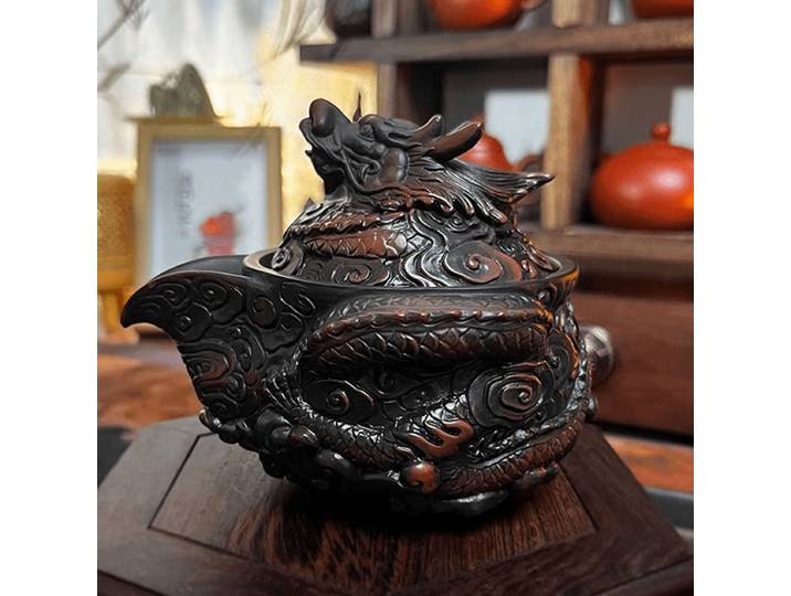 Théière de Kung Fu sculptée en céramique violette, théière de perception de la main vintage, théière simple Pu'er Tea, ensembles de thé exécutifs chinois