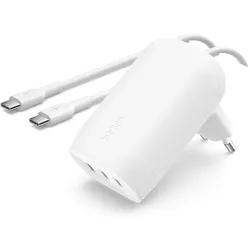 Belkin BoostCharge inkl. USB-C Kabel (67 W, 3 Ports), USB Ladegerät, Weiss