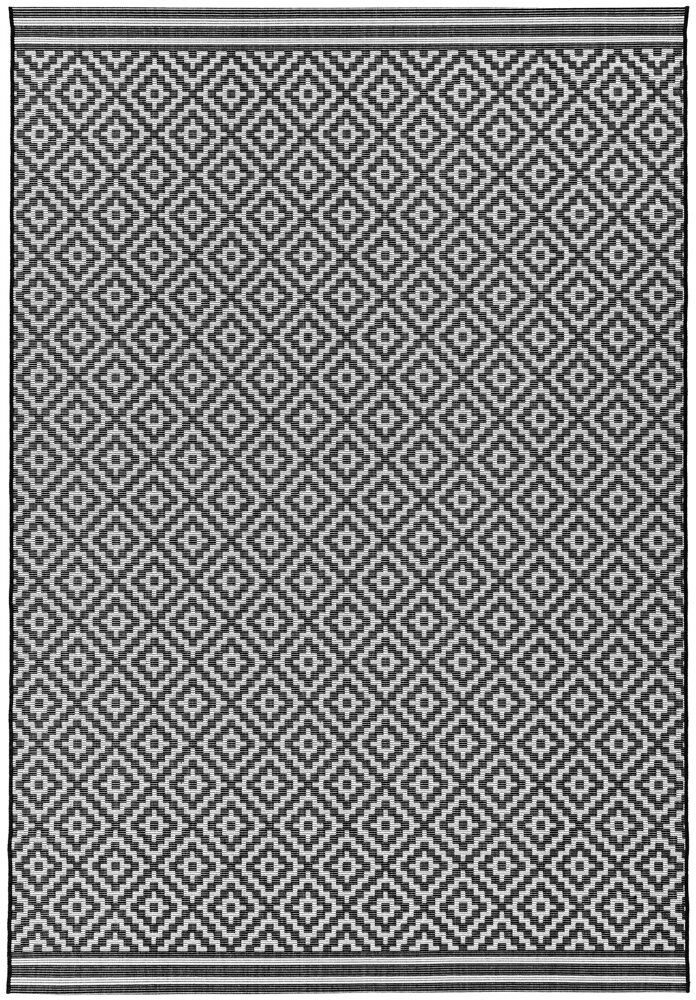 Sol 27 Outdoor Aaima Patio Black / White Rug Black Rectangle 160 x 230cm
