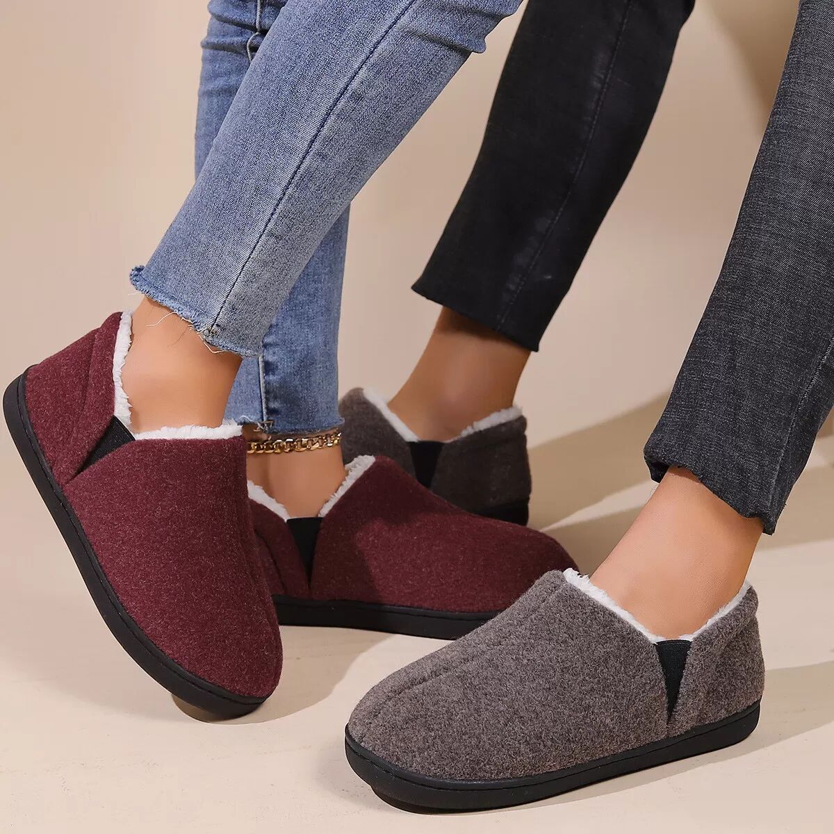 INF Fleece-Gefütterte Hausschuhe - Schwarz - Größe 38-39 (EU)