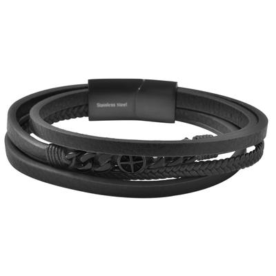 Armband ADELIA´S "Armband – Lederarmband aus Leder 19 cm", schwarz, Armbänder, Damen, 19cm, Leder, Armband, Schöne Geschenkidee zum Muttertag
