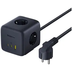 Baseus EnerFill FA11 67W Steckdosenleiste, USB-A + USB-C Würfel + 3 x EU-Steckdose 1,5m - Schwarz (67 W), USB Ladegerät, Schwarz