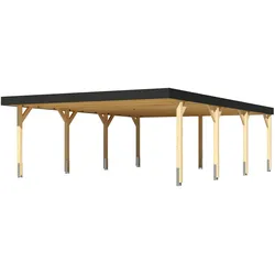 Karibu Carport Doppelcarport Leimholz 1/2 ohne Rundbögen 558 x 813 cm (Doppelcarport Leimholz 2) inkl. gratis H-Pfostenanker