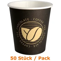 Kaffeebecher Hot cup Beans 200 ml 50 Stück Trinkbecher Einwegbecher für Heiß- und Kaltgetränke