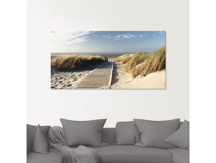 Glasbild ARTLAND Nordseestrand auf Langeoog - Steg , beige (farbe bild(er): naturfarben), B:50cm H:50cm, Bilder, Glasbild, in verschiedenen Grössen