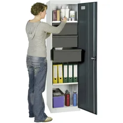 Stumpf Werkzeug- und Materialschrank Serie 3000 lichtgrau / anthrazitgrau + 3 Schubladen 200 mm + 3 Auszugsböden - 3005471