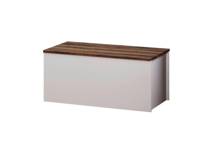 Livetastic Truhe, Weiss, Eichefarben, Holz, 45x45.5x90 cm, Deckel aufklappbar, absperrbar, Gasdruckfeder, Kleinmöbel, Truhe