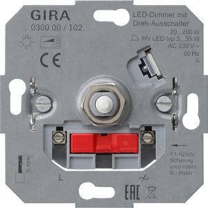 Gira Dimmer 030000, Unterputz, für LED-, Halogen- und Glühlampen, Drehdimmer