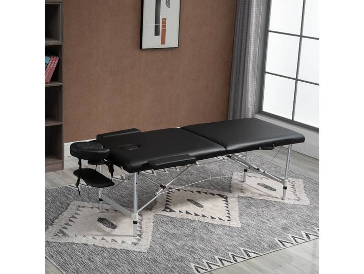 HOMCOM Table Massage Pliable Noir 185x70cm Portable 225Kg