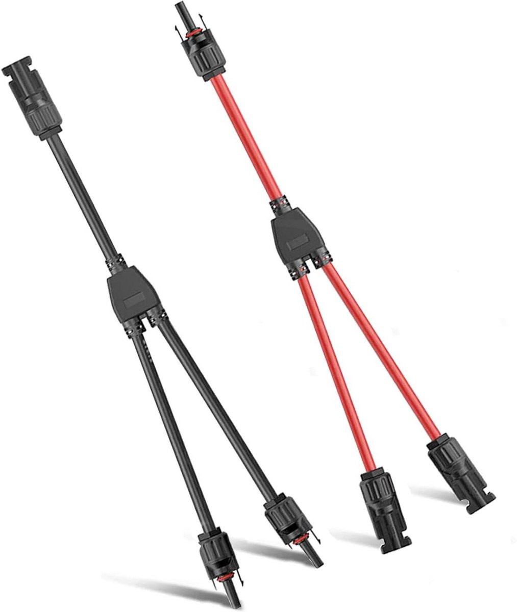 Allecto Plus Zonnekabel Y-verdeler voor zonnepanelen - Rood en Zwart - Paralleladapter voor fotovoltaïsche aansluiting