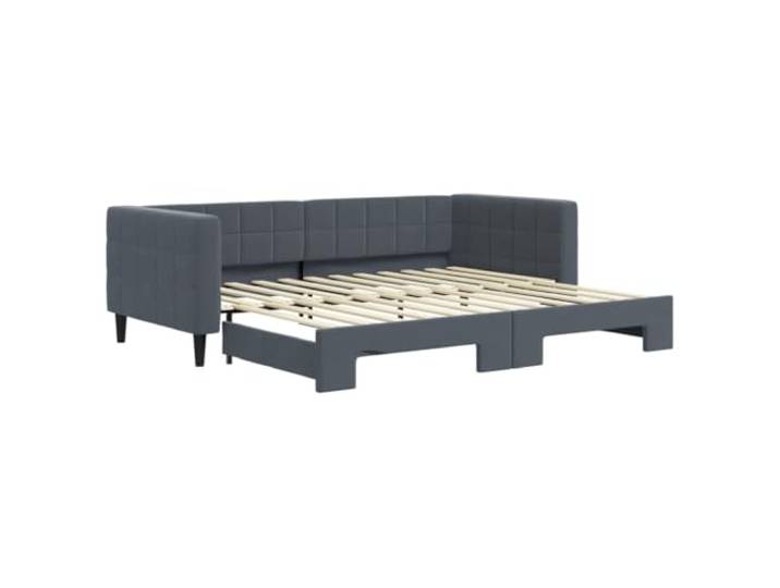 Makastle Tagesbett Ausziehbar Dunkelgrau Samt 90x200 cm Holz-Metall-Rahmen