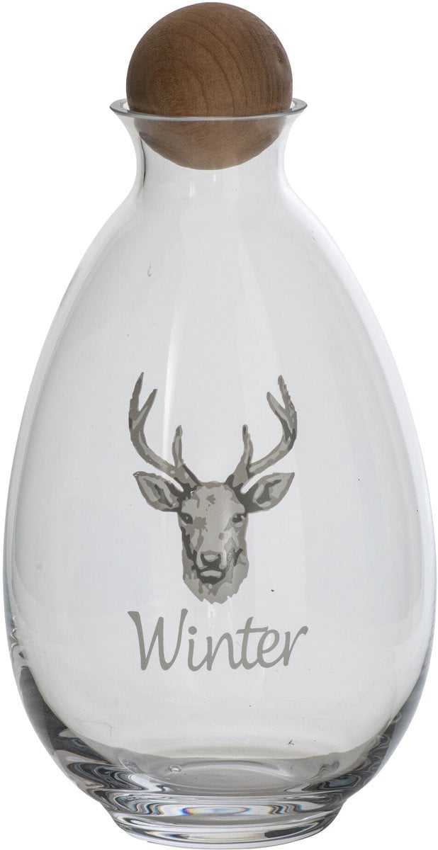 J-Line glazen hert decoratie wit/naturel
