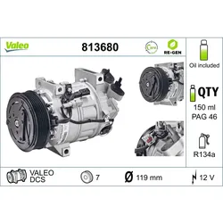 Kompressor Klimaanlage VALEO 813680 für Renault Laguna III Grandtour