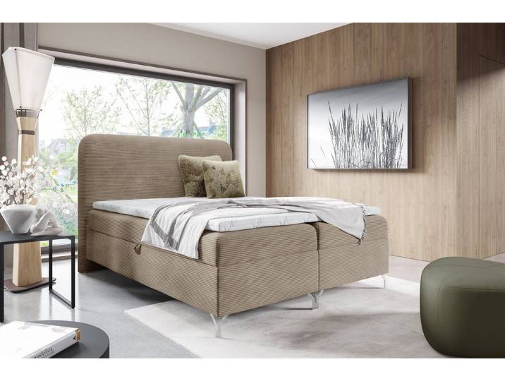 MF Design Boxspringbett Boxspringbett GOMEZ mit Bettkasten und Federautomatik aus Poso-Stoff, Vorhanden