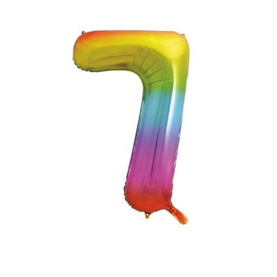 Folienballon Zahl 7 bunt regenbogen