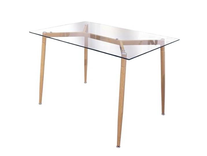 HOME DECO FACTORY Glastisch mit Metall-Effektfüßen, 75cm x 115cm, Holz