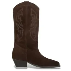 BA&SH für Damen. 2E26CLAU Dunkelbraune Wildlederstiefel Clau (36), 1 bis 3 cm, Spaltleder, Keine, Lässig