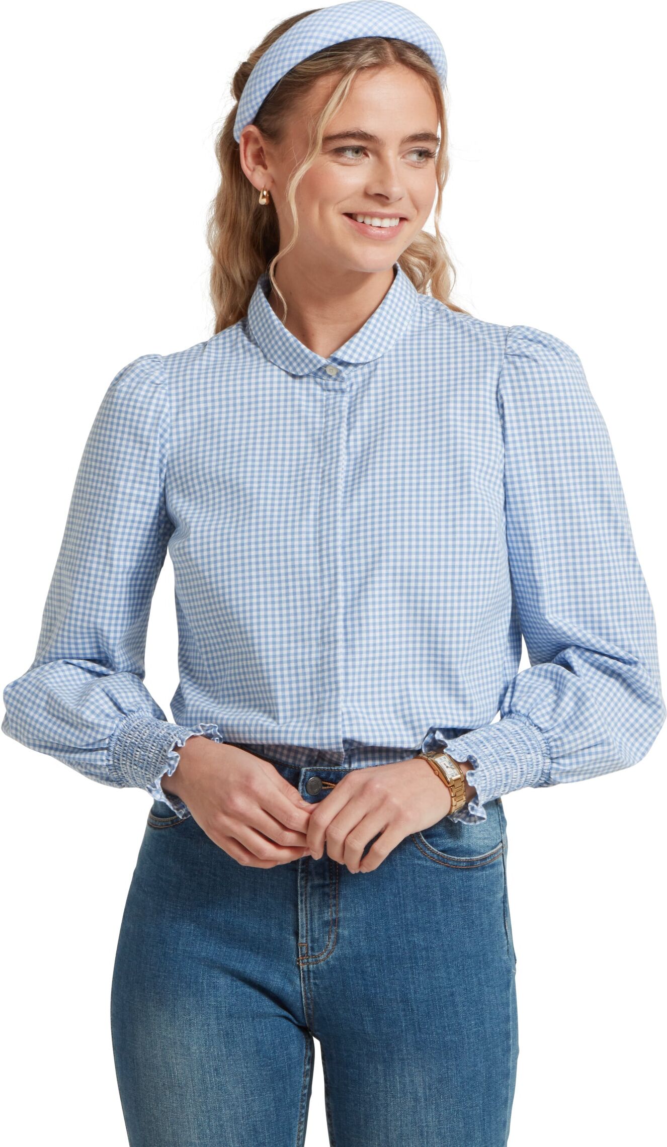 Schöffel Country Flora Gingham Shirt - Blue - Size UK8 - Women