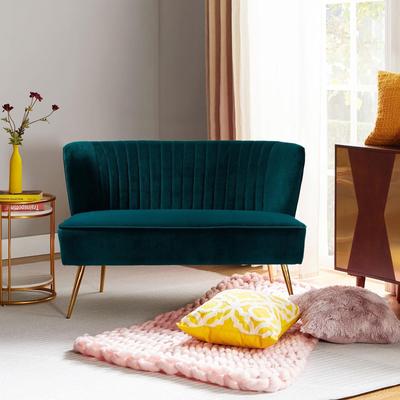 HULALA HOME Delicia 3 Piece High-Quality Velvet Fabric Living Room Set with Sturdy Legs