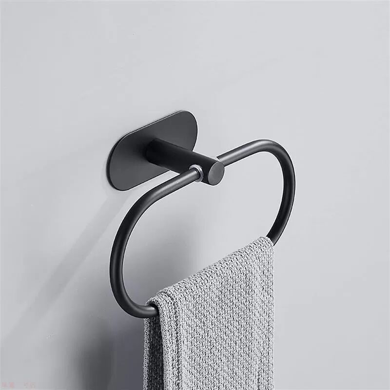 INF Porte-serviettes anneau porte-serviettes de salle de bain, acier inoxydable Le noir