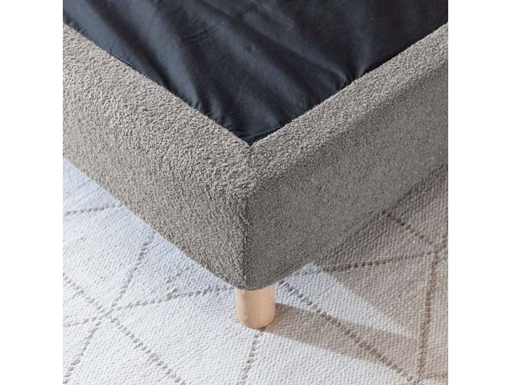 Cache-sommier bouclette intégral gris foncé 160x200 cm