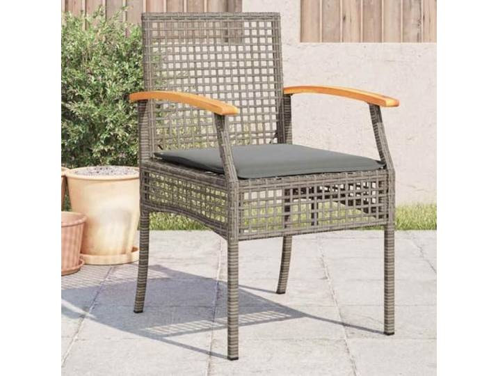 DYRJDJWIDHW PE Rattan Polsterstühle mit waschbaren Kissen 4er Set Grau Gartenstühle mit Kissen 4 Stk. Grau Poly Rattan Akazienholz Sitzgruppe Balkon Terrasse UV-beständig Stapelbar