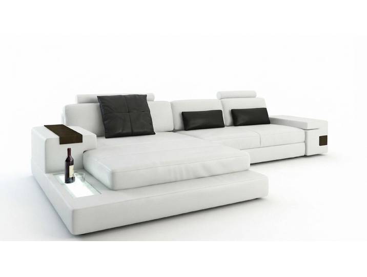 JVmoebel Ecksofa Graues Polstersofa mit USB-Anschluss und Lederoptik, Made in Europa