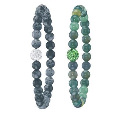 Armband Set FIRETTI "Multipack Schmuck Geschenk Armschmuck Armketten Edelstein", weiß (grau, grün, kristallweiß, hellgrün, grau, grün, kristallweiß, hellgrün), Armbänder, Damen, Stein, mit Edelsteinen