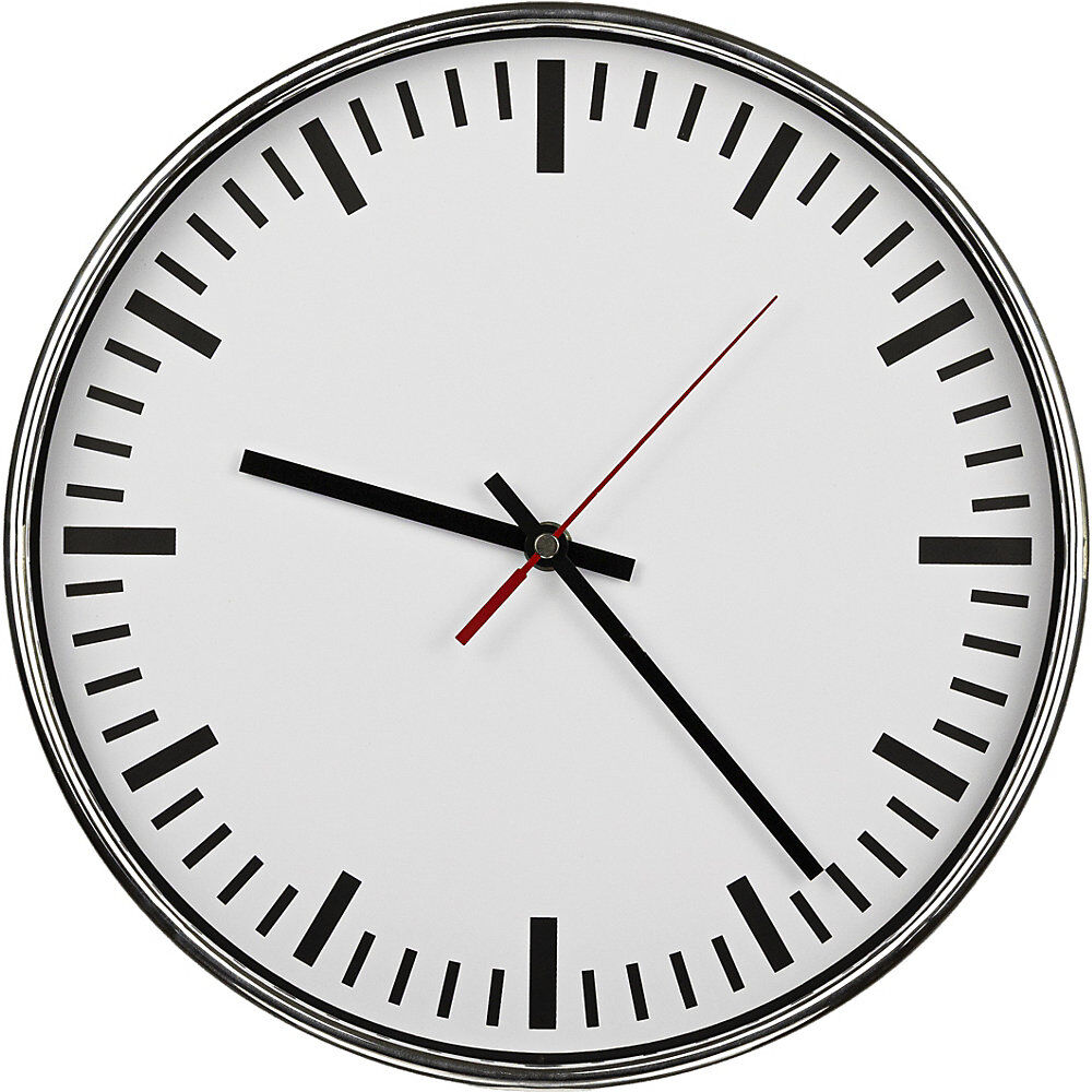kaiserkraft Wanduhr, Ø 300 mm, Funkuhr, Zifferblatt weiß, mit Strichen