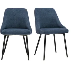 Dunkelblaue Chenille-Stoffstühle und schwarzes Metall (Set von 2) HASTA