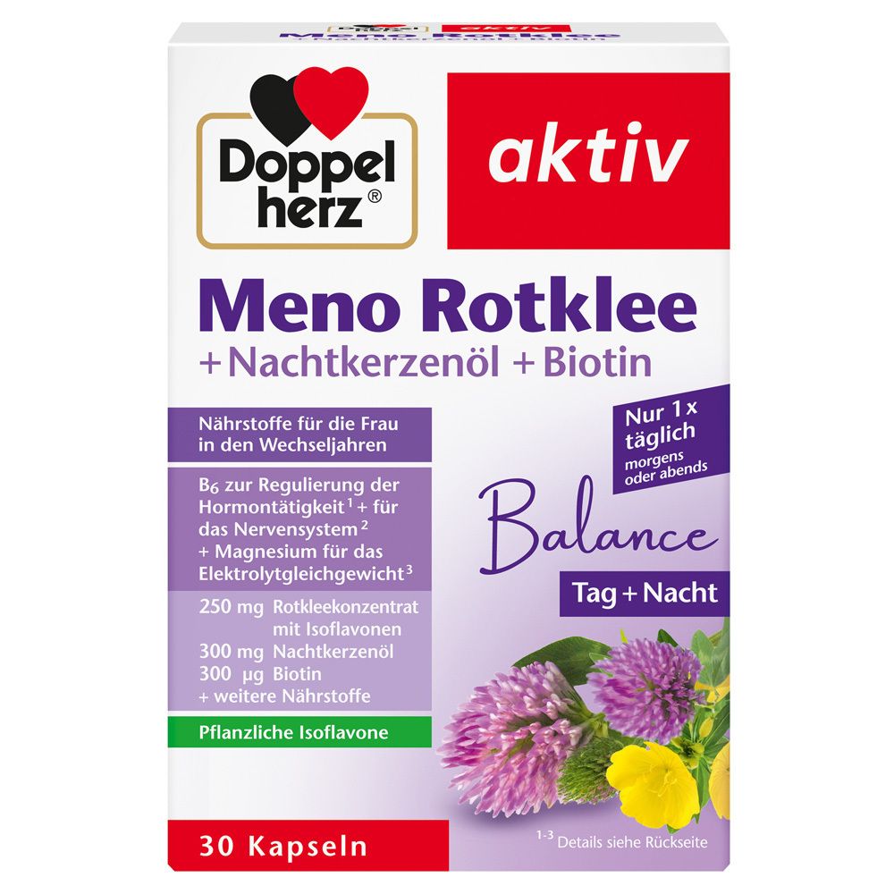 Doppelherz Meno Rotklee+Nachtkerzenöl+Biotin Kaps. 30 St Kapseln