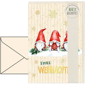 Böttcher-AG Weihnachtskarte Weihnachtswichtel, 115 x 170mm, Klappkarte mit Goldfolie & Umschlag, 1 Stück