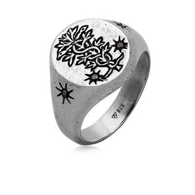 Siegelring HAZE & GLORY "Ring Siegelring - The Antidote 925 Silber" Gr. 58, silber, Fingerringe, Herren, 58, ohne Stein, Silber 925 (Sterlingsilber), 14mm, Siegelring