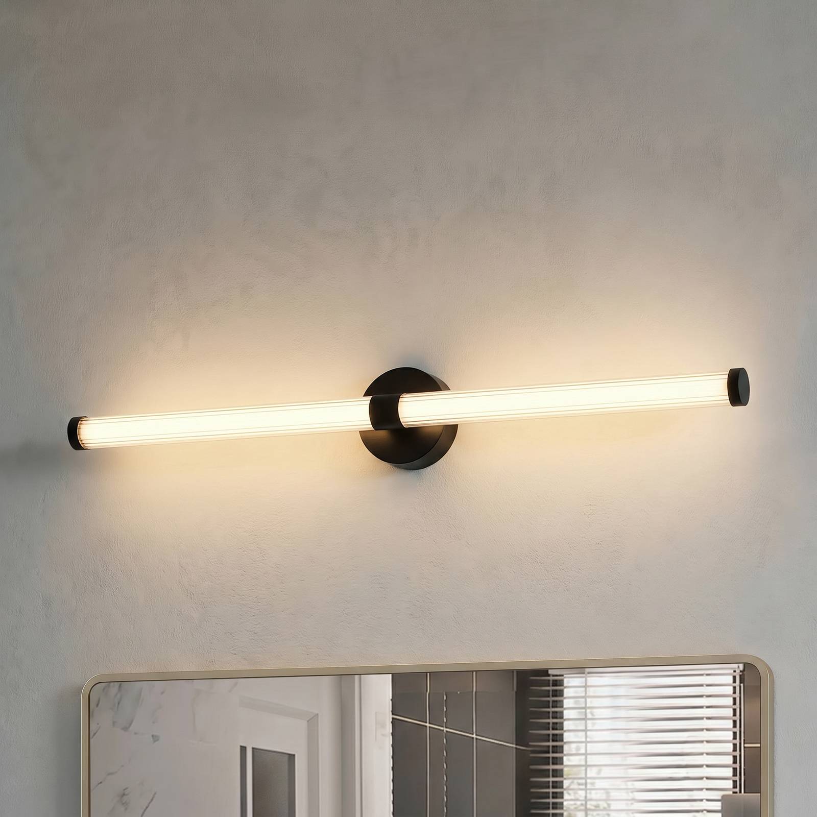 Wandlampe Melisa Lucande, schwarz, für Badezimmer, Glas, Modern, Wandleuchte, Wandlampe Bad