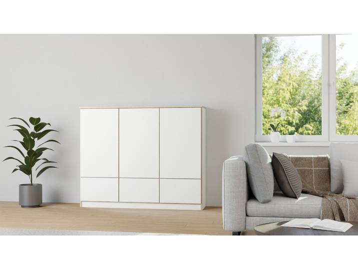 Elegantes Sideboard - Kleiner Schrank Premium Dekore Weiß Multiplex Kante