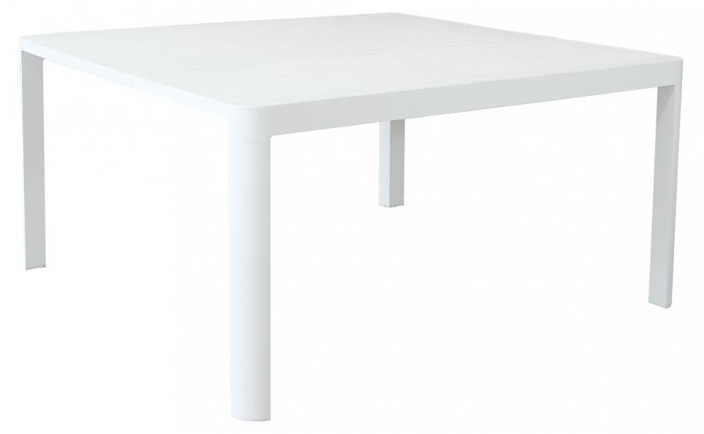 Outdoor-Tisch, 100x150 cm, aus Aluminium mit brettgesteuerter, in der Breite erweiterbarer Tischplatte, Modell Square Maxi - Weiß